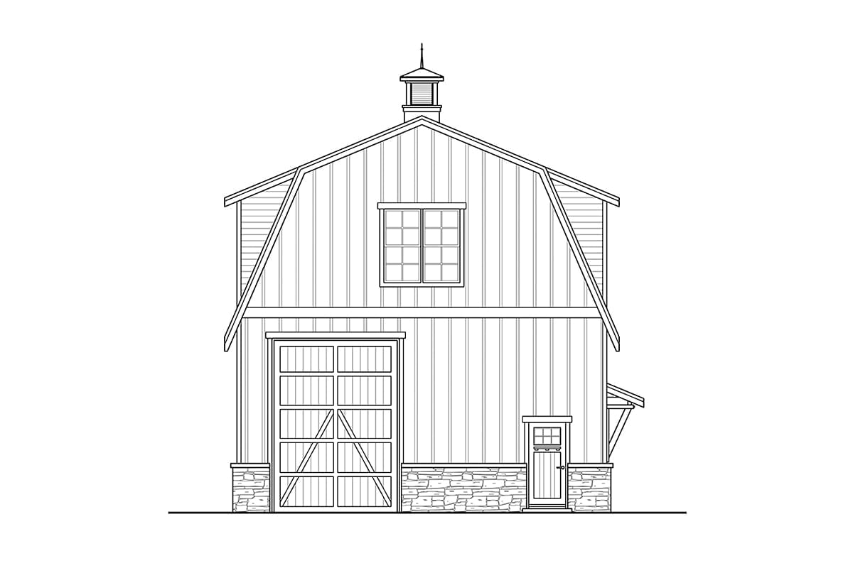 Garage-Living Plan 43767 Rear Elevation