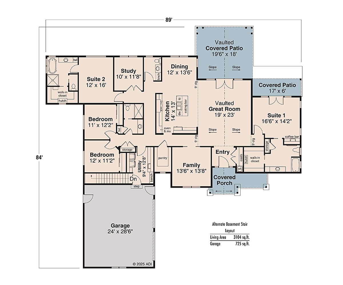House Plan 43783 Alternate Level One