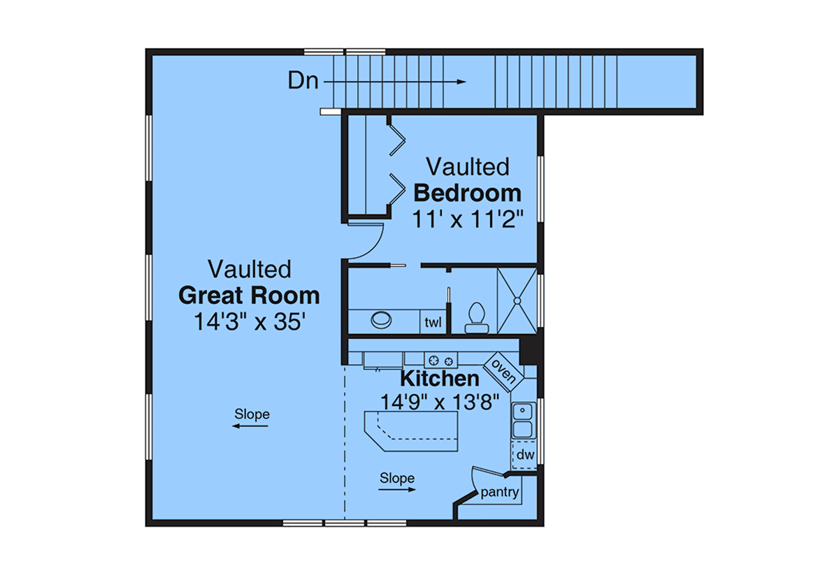 Garage-Living Plan 43795 Level Two