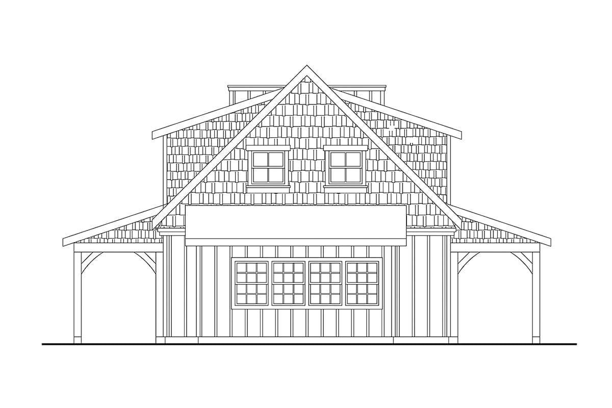 Garage Plan 43797 - 2 Car Garage Rear Elevation