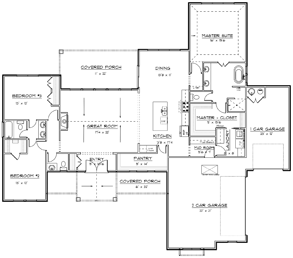 House Plan 43803 Level One