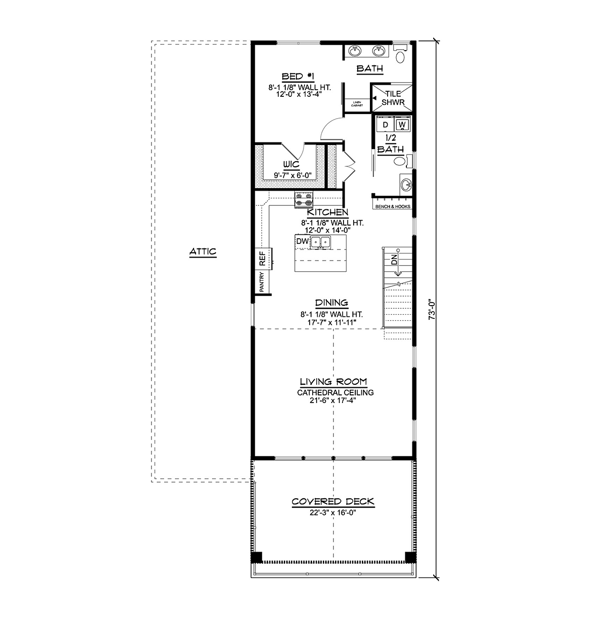 Garage-Living Plan 43908 Level Two