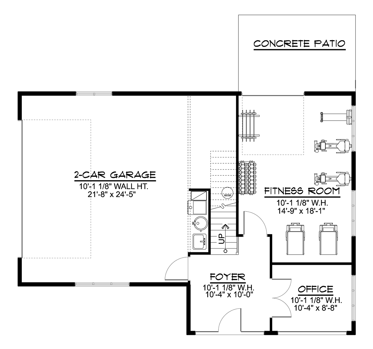 Garage-Living Plan 43911 Level One