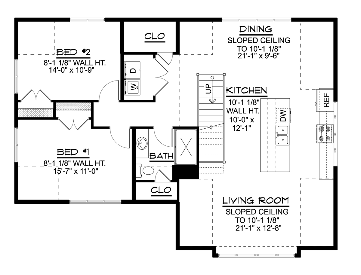 Garage-Living Plan 43911 Level Two