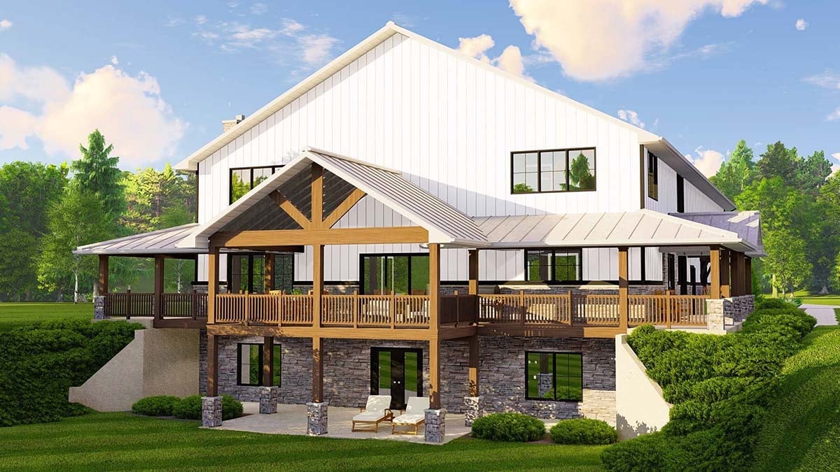 Barndominium Plan with 3502 Sq. Ft., 3 Bedrooms, 4 Bathrooms, 3 Car Garage Picture 3
