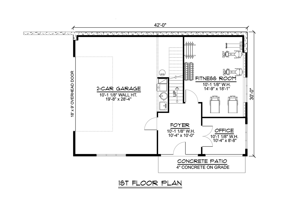 Garage-Living Plan 43925 Level One