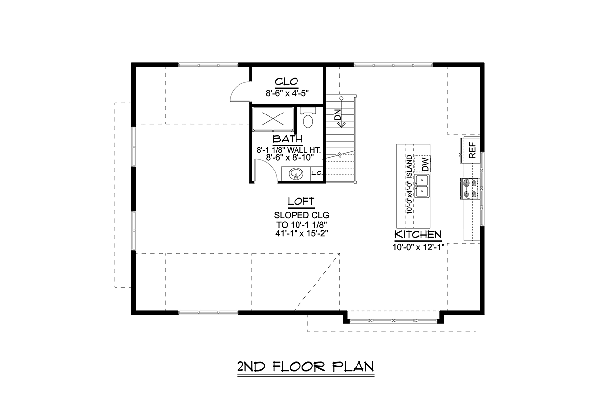Garage-Living Plan 43925 Level Two