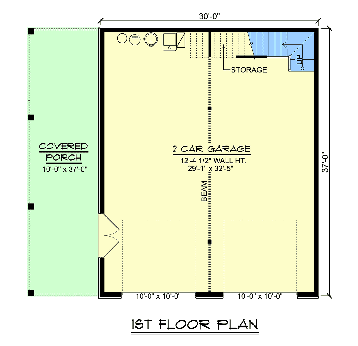 Garage-Living Plan 43965 Level One
