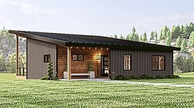 Plan 41887 | Barndominium Style with 2 Bed, 2 Bath, 2 Car Garage