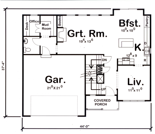 House Plan 44100 Level One