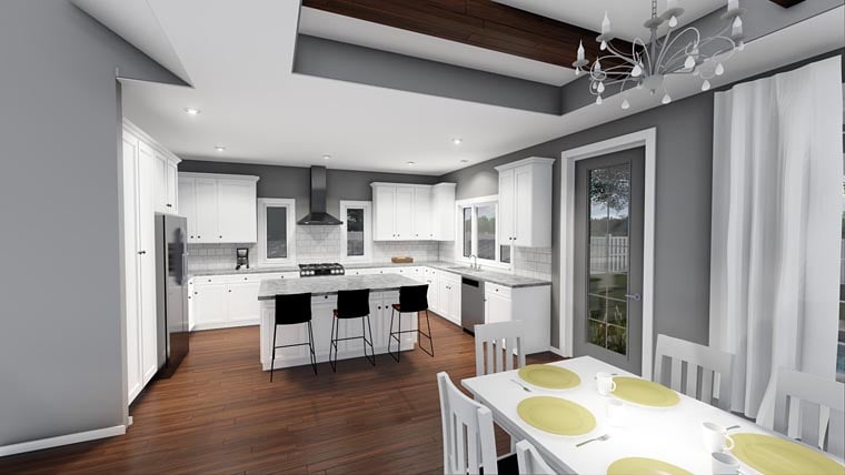 Cottage, European, Traditional Plan with 1878 Sq. Ft., 3 Bedrooms, 2 Bathrooms, 2 Car Garage Picture 4