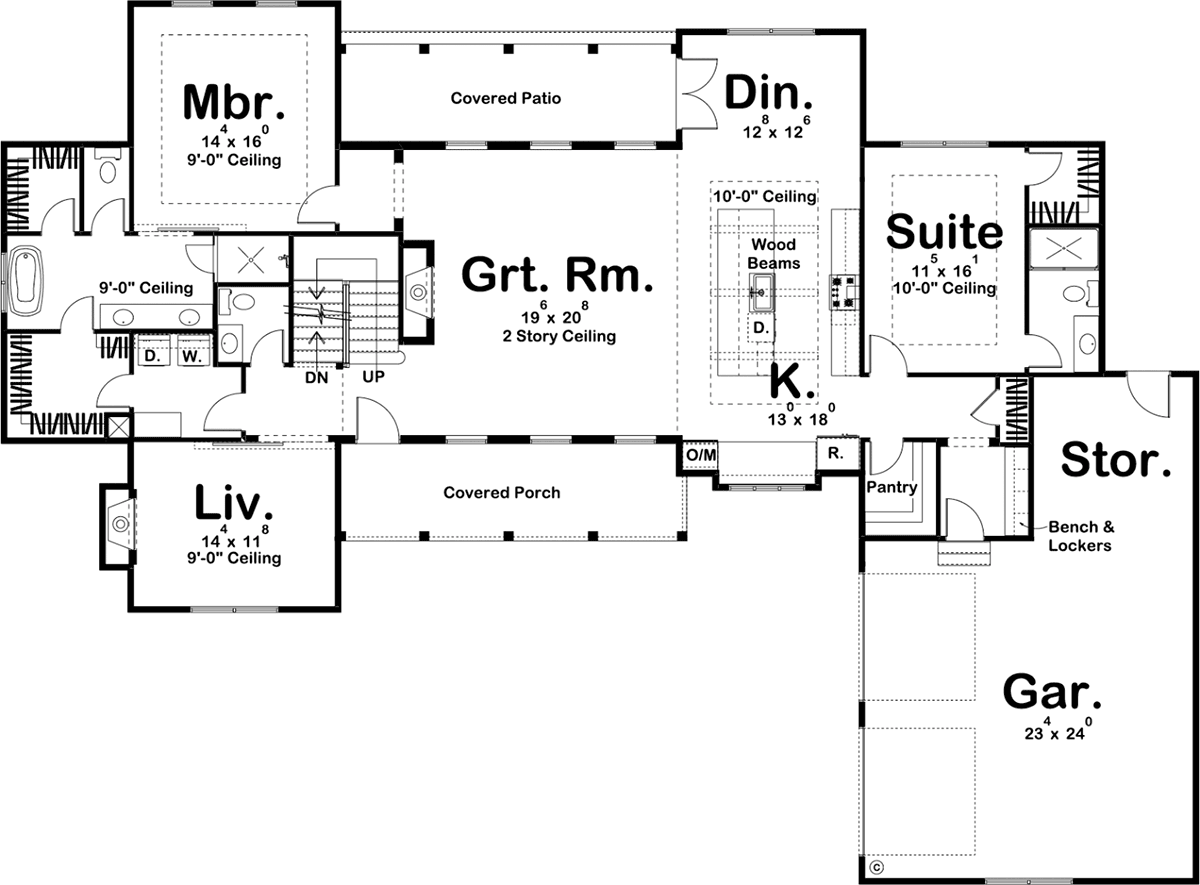House Plan 44199 Level One