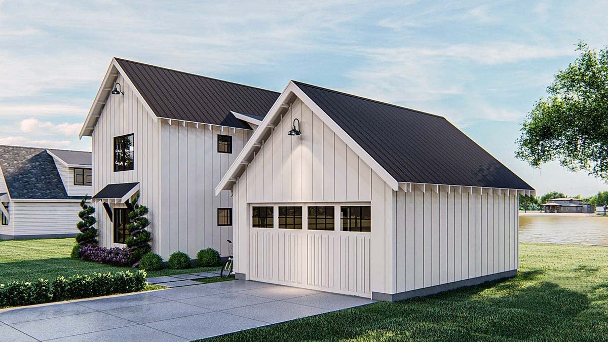 Cottage, Farmhouse Plan with 1757 Sq. Ft., 2 Bedrooms, 2 Bathrooms, 2 Car Garage Picture 2