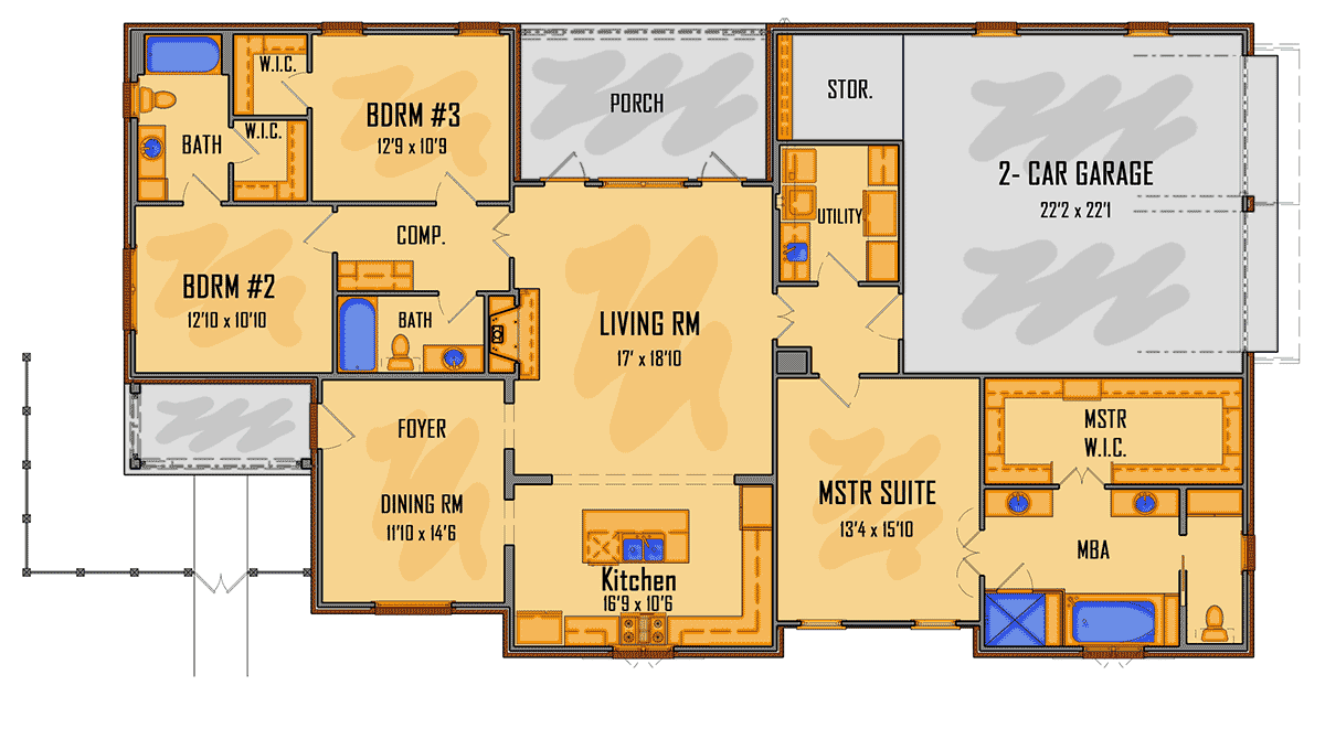 House Plan 44300 Level One