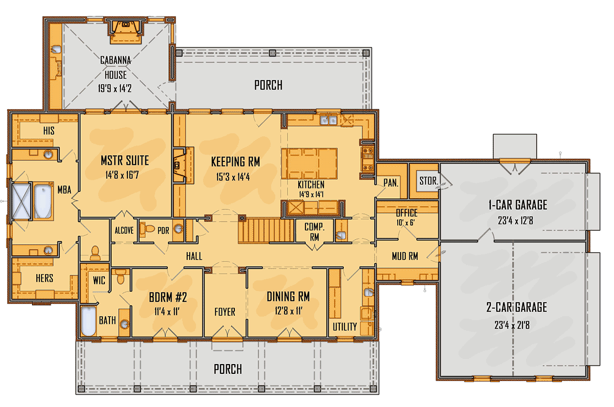 House Plan 44304 Level One