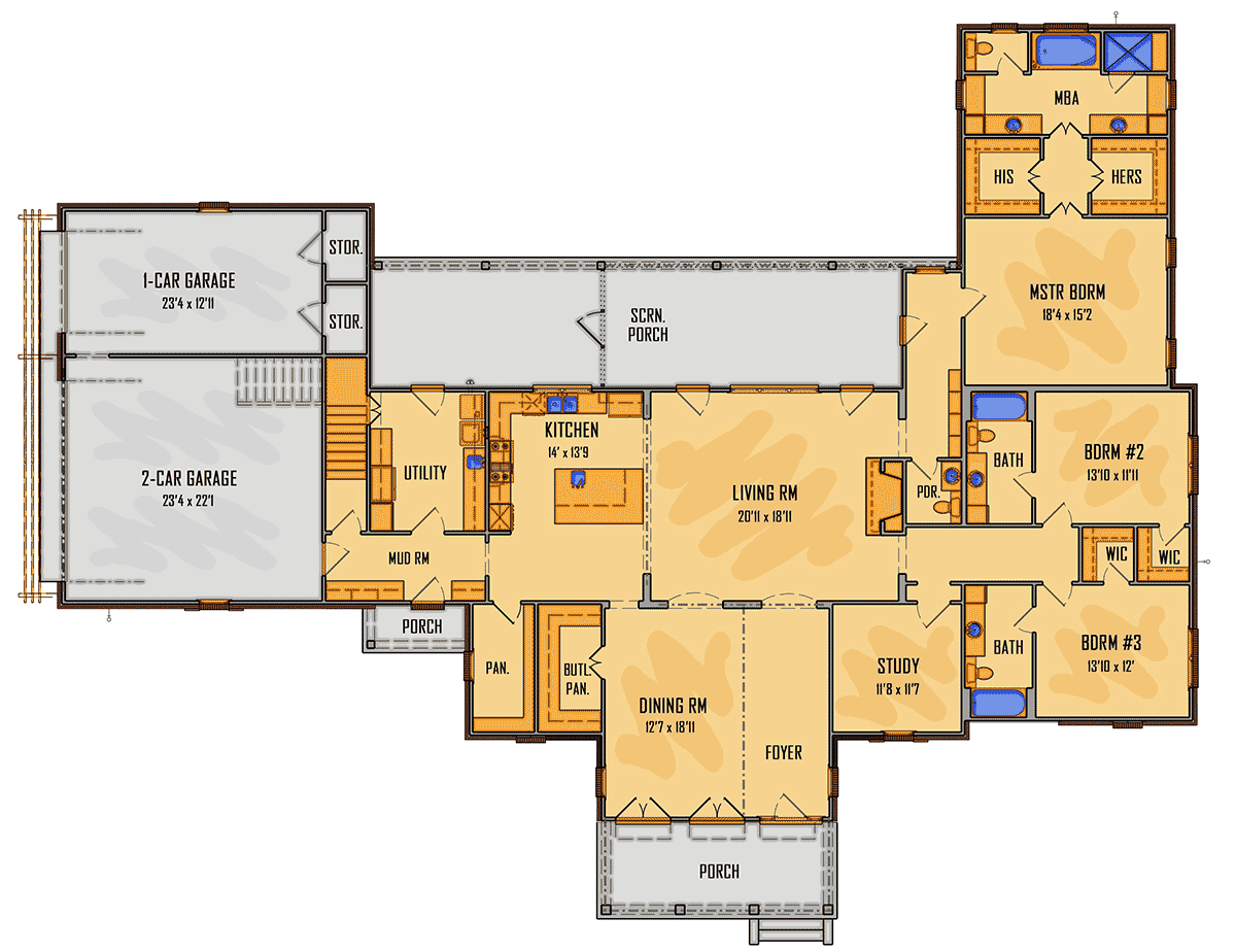 House Plan 44309 Level One