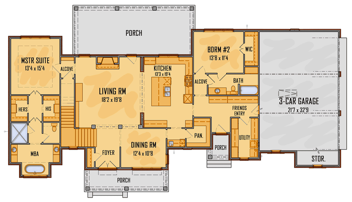 House Plan 44316 Level One