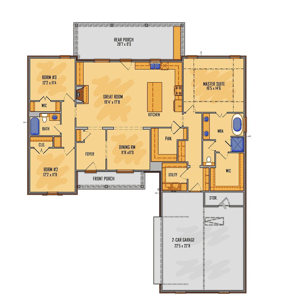 House Plan 44321 Level One