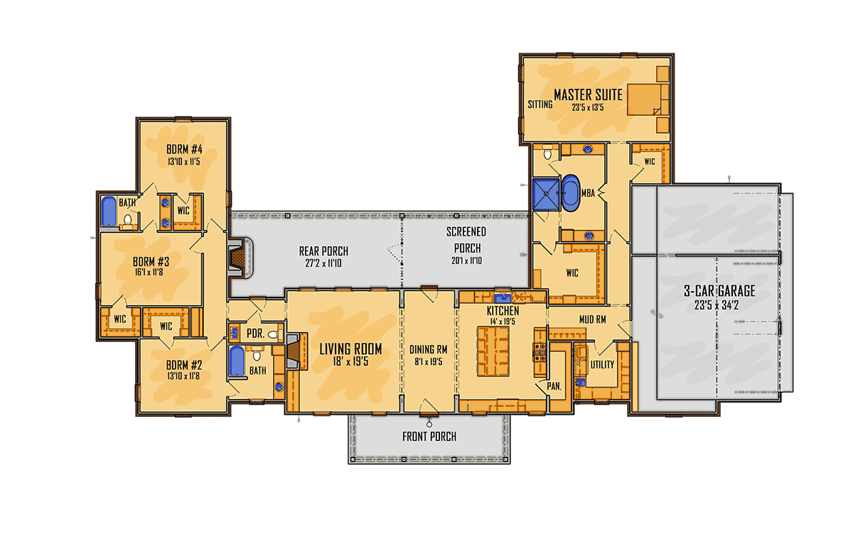 House Plan 44323 Level One