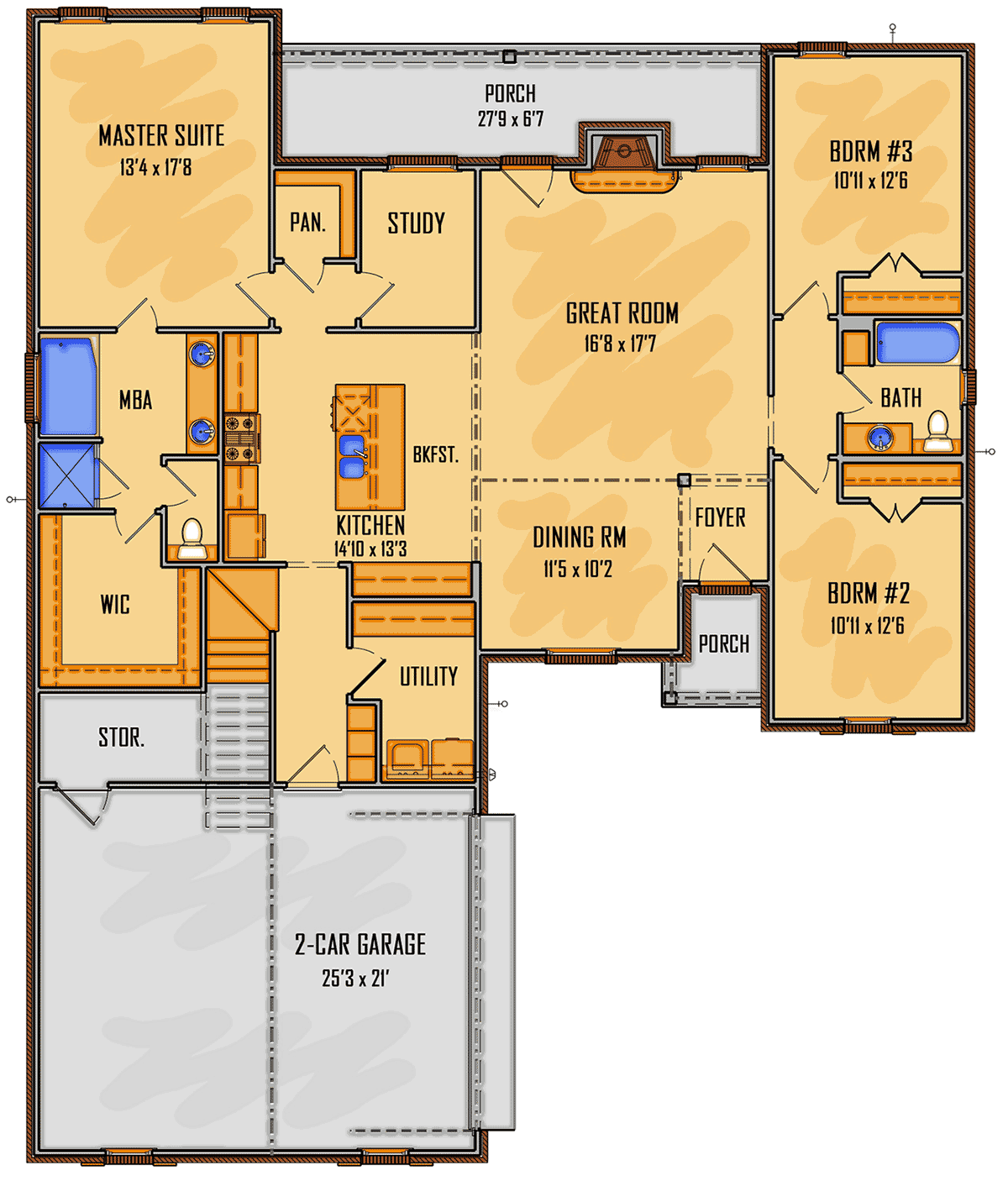 House Plan 44334 Level One