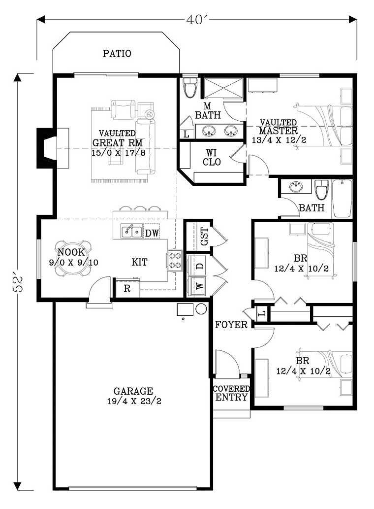 Small Ranch Home Plan..... Affordable Home Plans - Plan 44512