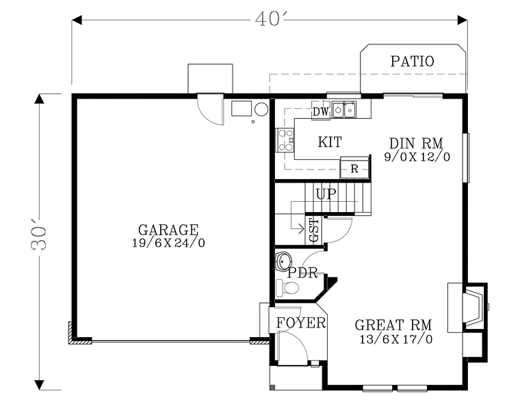 House Plan 44655 Level One