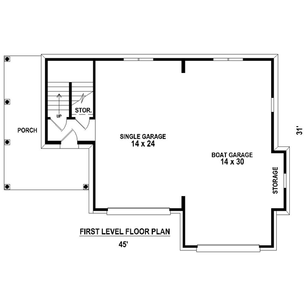 Garage Plan 44905 - 2 Car Garage Apartment Level One