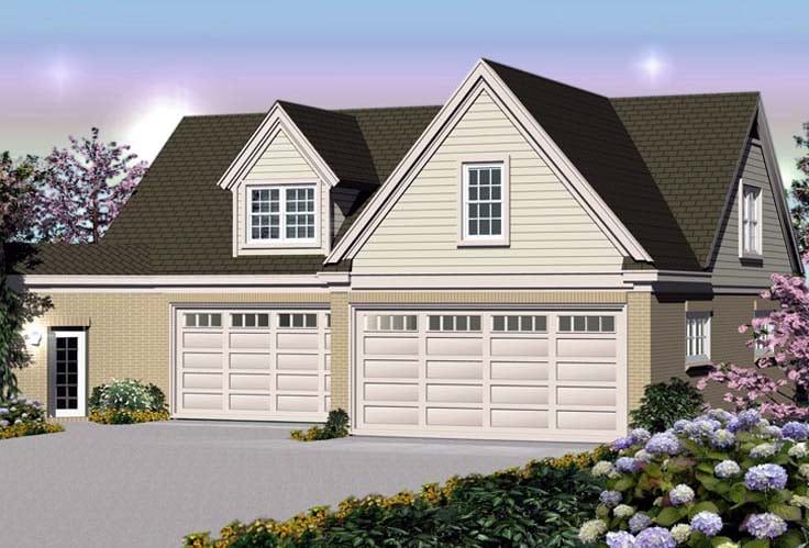 Traditional Plan with 1063 Sq. Ft., 1 Bedrooms, 2 Bathrooms, 6 Car Garage Elevation