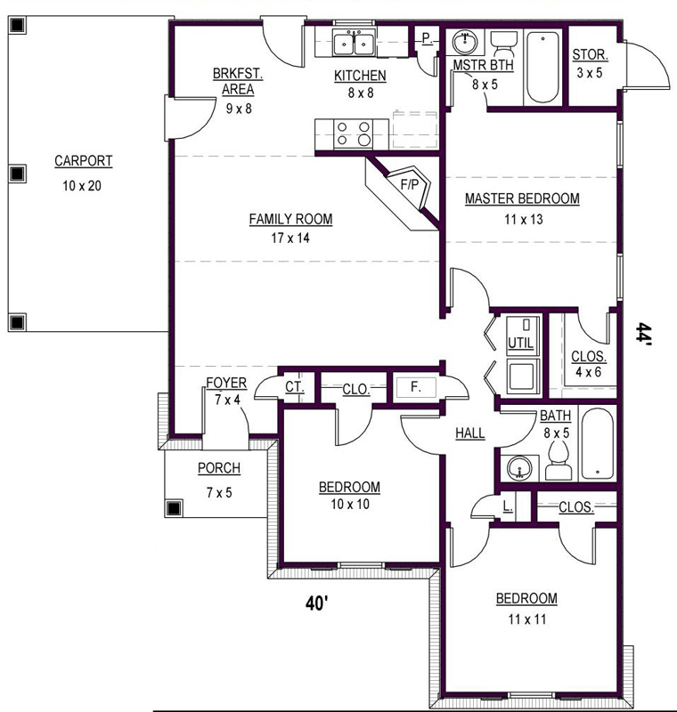 House Plan 44929 Level One