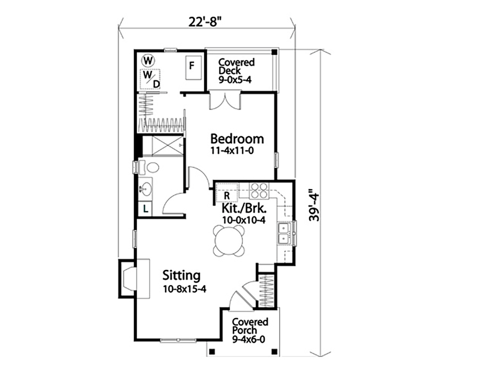 Plan 45169 | One Bedroom Cottage Home Plan