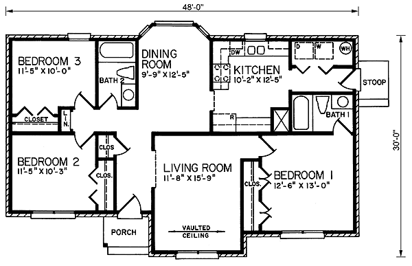 Plan 45231 | Traditional Style with 3 Bed, 2 Bath