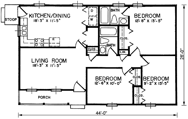 House Plan 45257 Level One