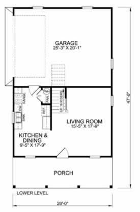Garage Plan 45349 - 2 Car Garage Apartment Level One
