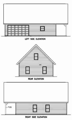 Garage Plan 45349 - 2 Car Garage Apartment Rear Elevation