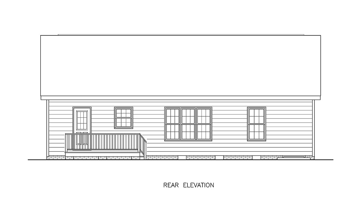 House Plan 45377 Rear Elevation