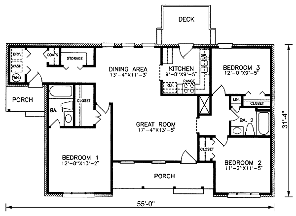 House Plan 45385 Level One