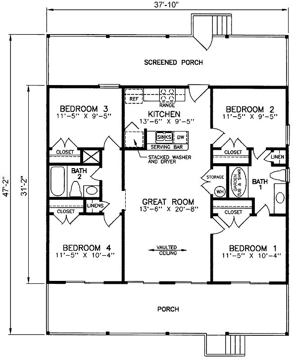 House Plan 45402 Level One
