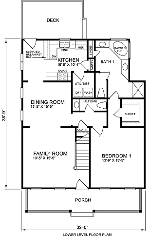 House Plan 45472 Level One