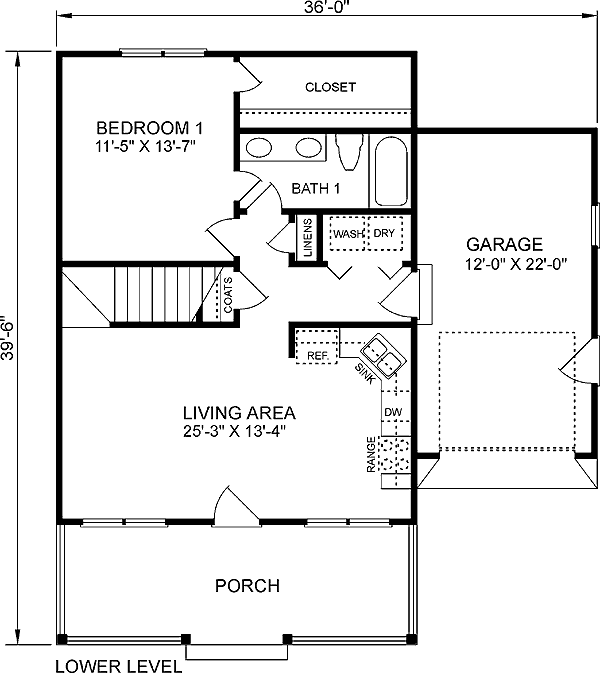 House Plan 45475 Level One