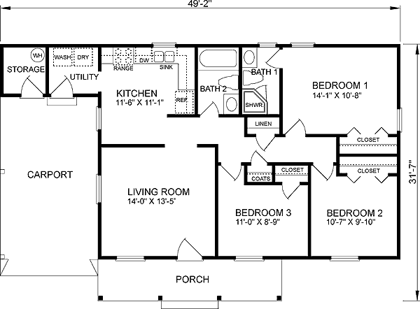 House Plan 45494 Level One