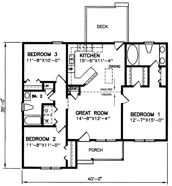 House Plan 45503 Level One