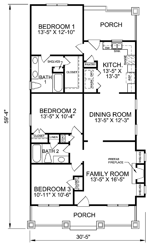 House Plan 45516 Level One