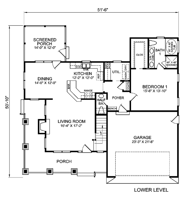 Plan 45521 | Craftsman Style with 3 Bed, 3 Bath, 2 Car Garage