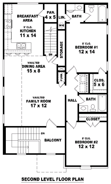 Southern Multi-Family Plan 45705 with 4 Bed, 4 Bath Level Two