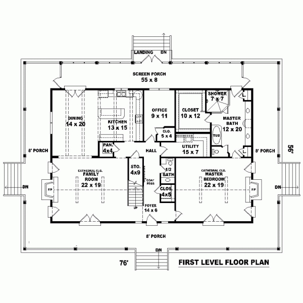 House Plan 45724 Level One