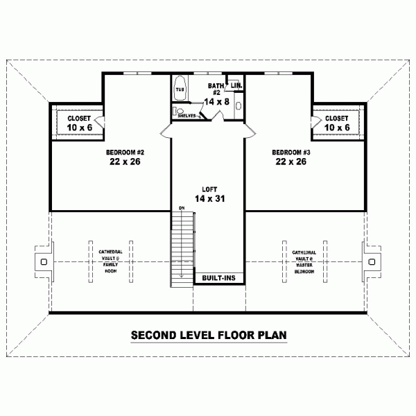 House Plan 45724 Level Two