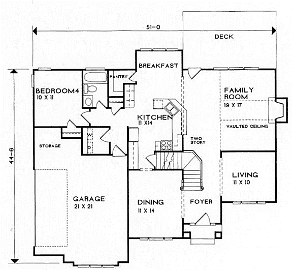 House Plan 45832 Level One