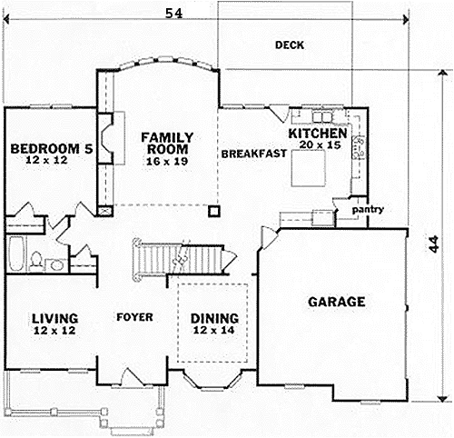 House Plan 45846 Level One