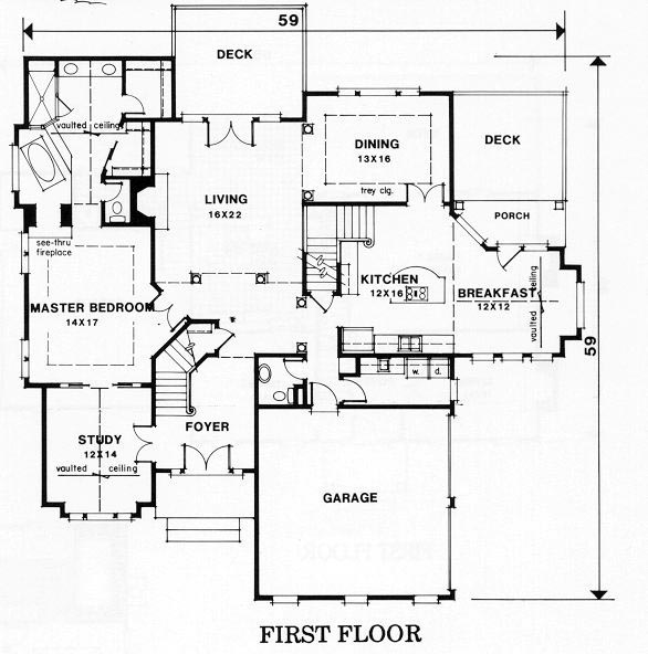 House Plan 45847 Level One