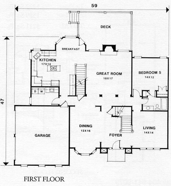 House Plan 45848 Level One